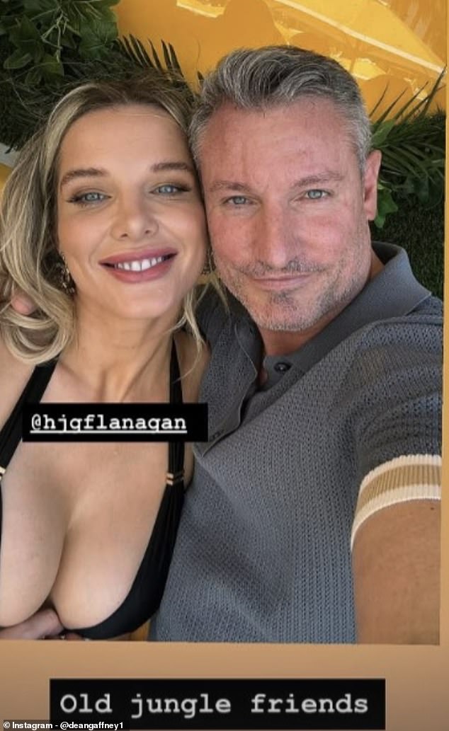 The Corrie star showed off her ample assets in a black bikini top as she posed for a selfie with her I'm A Celebrity co-star Dean Gaffney