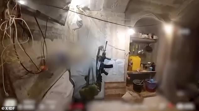 The rooms beyond the tunnels were seen packed with weapons and other military equipment