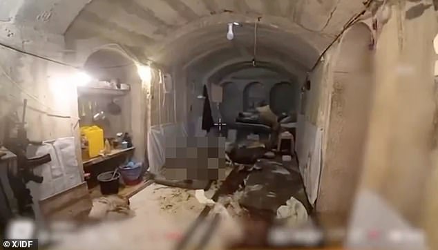 The de facto Hamas leader's body was seen on the ground in a room beneath the Gaza hospital which was targeted in an airstrike on May 13