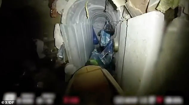 In bodycam footage of the find also posted to X, a soldier enters a deep tunnel outside the medical facility before making their way down a dim corridor