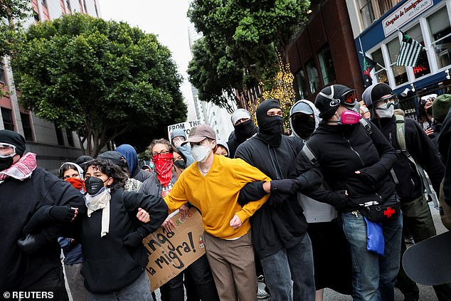 Protesters in San Francisco were arrested on Sunday after the violent demonstrations spread