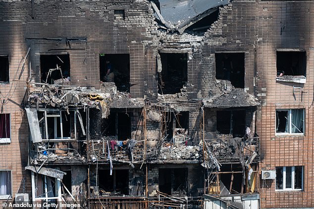 A view of destruction following the two-hour Russian attack on Kharkiv, Ukraine