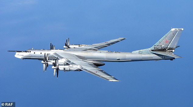 A Russian Tu-95MS 'Bear' strategic bomber aircraft is pictured