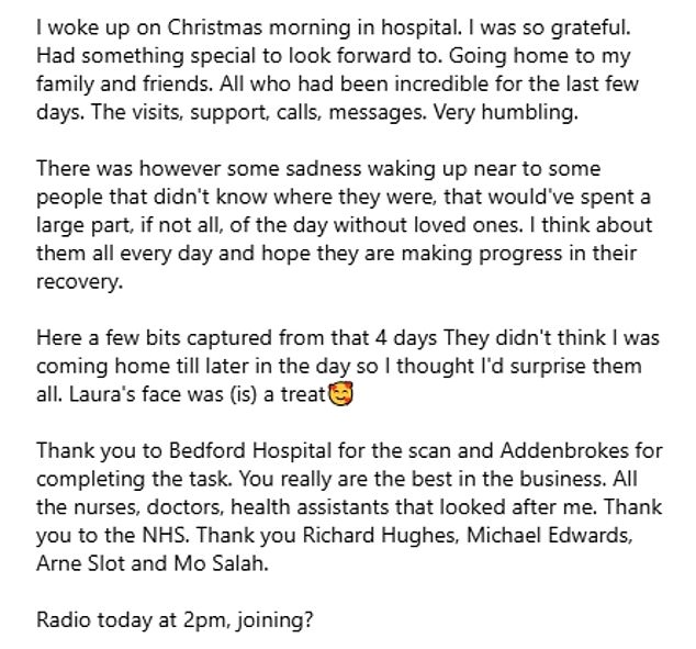 He shared the news in an Instagram post on Monday alongside a selection of pictures himself during the process