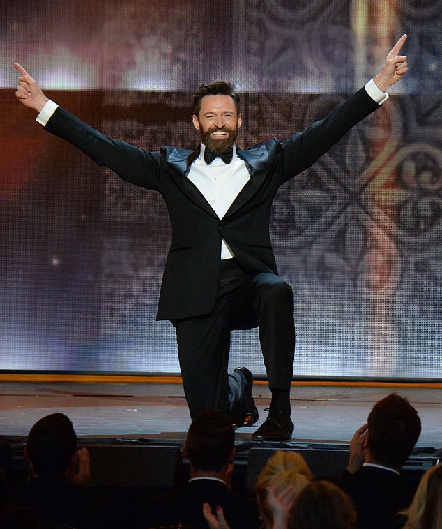 Hugh has hosted the Tony's four times. Pictured: the star performs a number while hosting the 68th Annual tony Awards at Radio City Music Hall in 2014