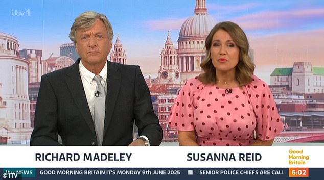 Richard Madeley revealed an agonising injury just minutes into the programme on Monday as he showed off his cast