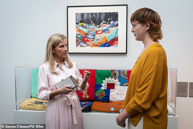 Sophie, 60, pictured at the Imperial War Museum with Waging Peace Co-Executive director Maddy Crowther, has spoken out on the issue for years and met hundreds of survivors around the world