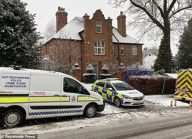 Police descended on the home in Halam, Nottinghamshire, where surgeon Mr Perks was attacked