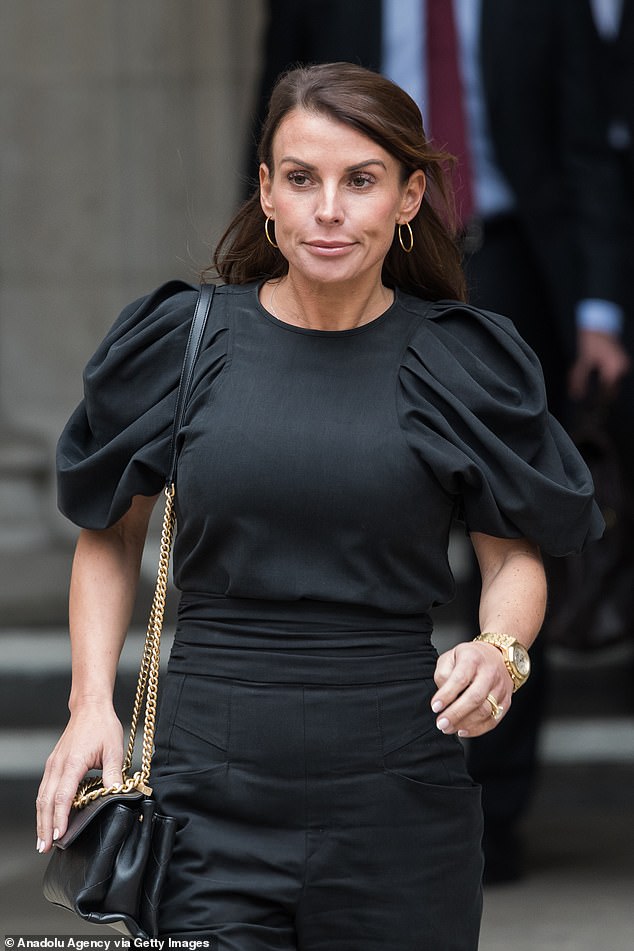 Mrs Vardy unsuccessfully sued I’m A Celeb star Coleen Rooney (pictured) in the High Court in 2022 after she was publicly accused of leaking stories about her to the press