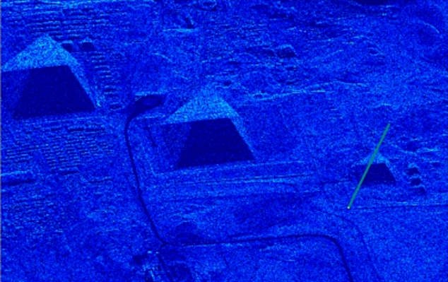 The team used their ground-penetrating radar to see if anything was below the Menkaure pyramid (right). The Giza complex, west of Cairo, includes the pyramids of Khufu, Khafre, and Menkaure, along with the Great Sphinx