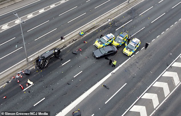 Police collision investigation teams were at the scene of the crash involving a number of police cars