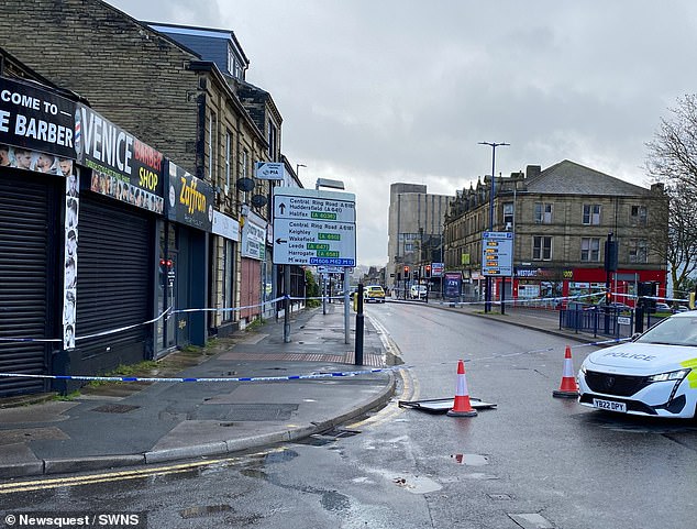 The scene at Westgate, Bradford, where Ms Akter was stabbed to death in broad daylight while pushing her son in a pram on August 6, 2024