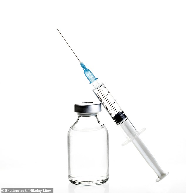 A growing number of men are exploring the use of peptides, which are injected using a syringe, for anti-ageing (stock photo)