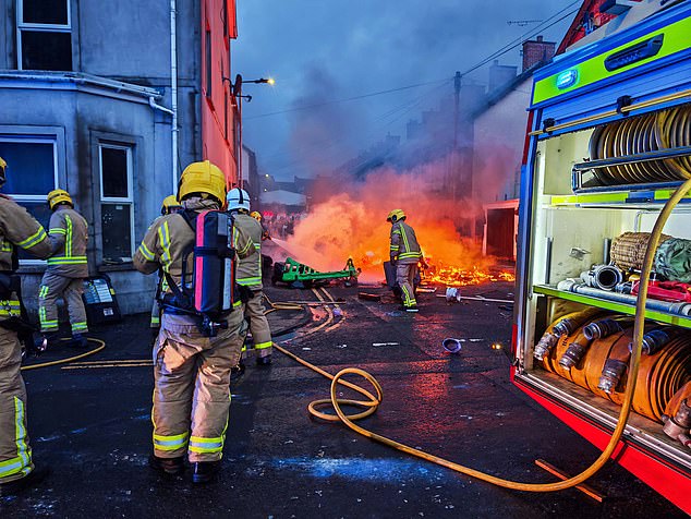 A number of missiles were thrown towards police with damage reported to a number of properties