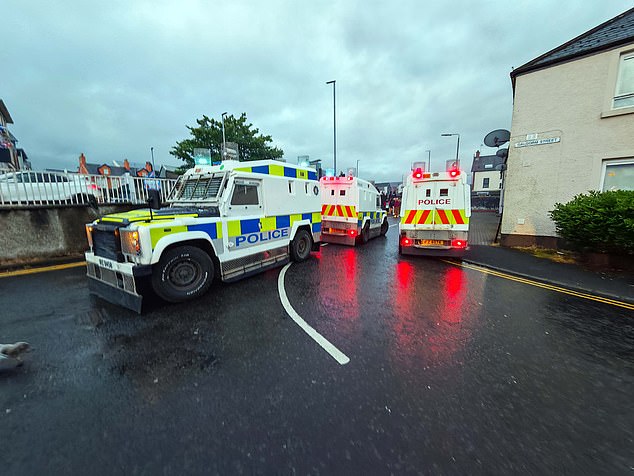 A large police presence at the protest last night, which saw around 2,500 people gathered together
