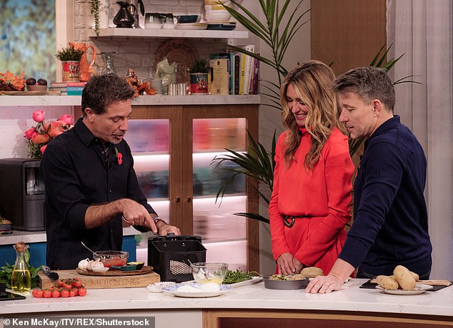 Earlier this year, an ITV investigation found there were multiple claims of 'unacceptable,' 'distressing' and 'horrendous' treatment while working with Gino over more than 12 years. Pictured: Gino D'Acampo cooking with Cat Deeley and Ben Shephard on This Morning, October 2024