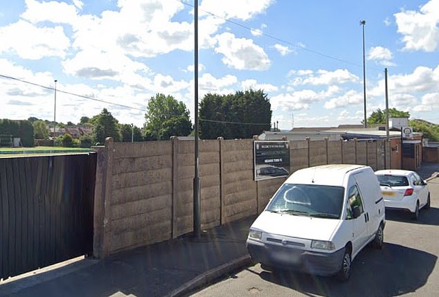 The night bash was held at Heanor Town Football Club in Derbyshire (pictured), a 30-minute drive from the hotel, which meant costly taxi journeys