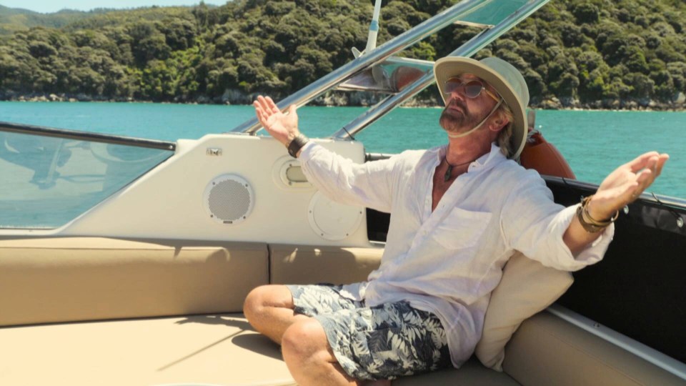 Noel Edmonds on a boat.