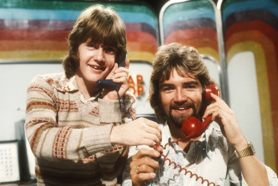 Keith Chegwin and Noel Edmonds on the phone.