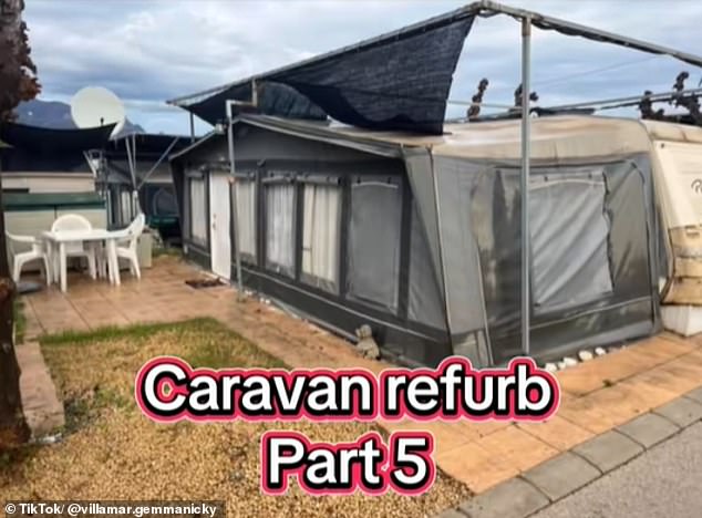 Before Gemma and Nicky purchased the caravan (pictured) for £2,500, it was out of use for seven years
