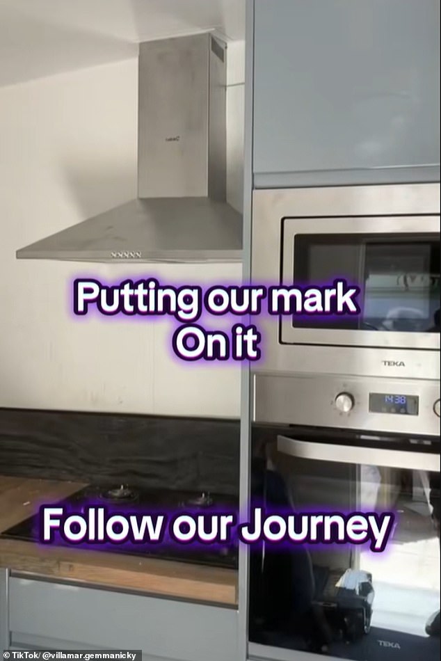 Gemma and Nicky have added a modern kitchen to their caravan, complete with an oven, microwave, and hob