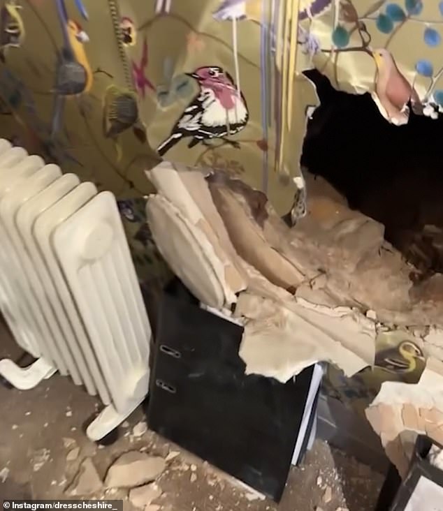 Speaking on social media, Dress Cheshire manager Christine Colbert said a gang had gained entry by 'boring a 1m x 0.5m wide hole through the wall which took over an hour to drill'