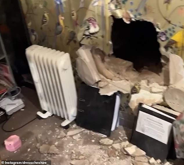 The full extent of the damage was visible in footage uploaded by Ms Colbert to social media of the hole