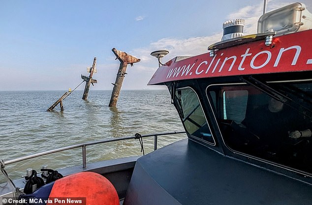 All told, it looks like 'the forward part of the wreck is splitting in two,' the new report states. The back end of the wreck is in similar trouble