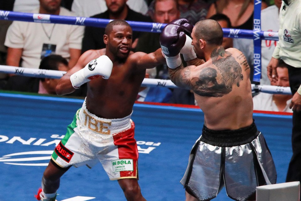 Floyd Mayweather Jr. and John Gotti III boxing.