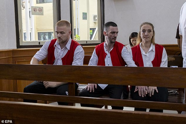 Mr Collyer appeared to support his partner during the court appearance in Denpasar, Bali