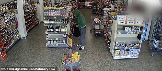 Deasley was caught on CCTV last year attempting to steal wine and sweets from a OneStop in Peterborough