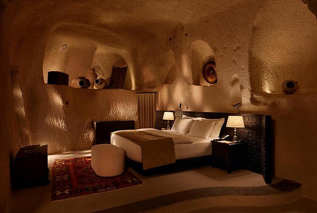 A cave-like bedroom at the Argos Hotel in Cappadocia
