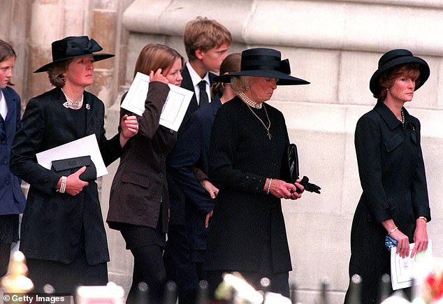 Frances at Diana's funeral in September 1997. She outlived her daughter by seven years and tragically Frances was not on speaking terms with Diana at the time of her sudden death