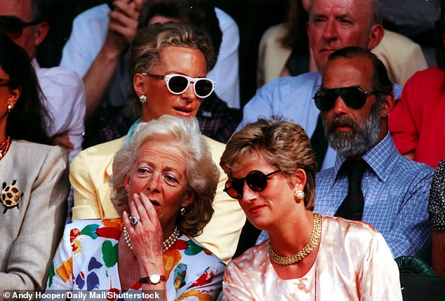 Frances and Diana at the Wimbledon Men's Tennis Final in 1993. Frances said in an interview months before her daughter's death that it was 'absolutely wonderful' she had been stripped of her HRH title after her divorce from the then Prince Charles, Diana never spoke to her again