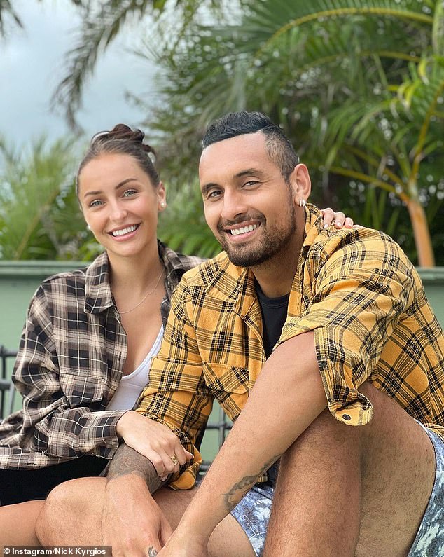 Caroline Nokes says Kyrgios's presence on the TV coverage shows 'contempt to woman' after he pled guilty to assaulting his ex-girlfriend, Chiara Passari (left)