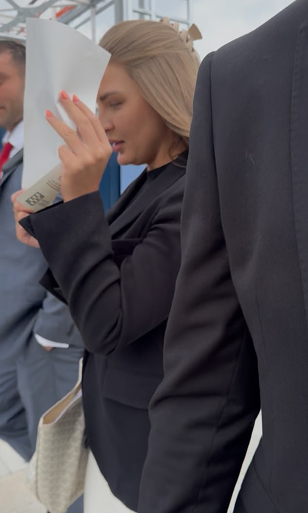 The reality TV star is seen outside court today with her dad, ex-Sunderland defender Phil Bardsley