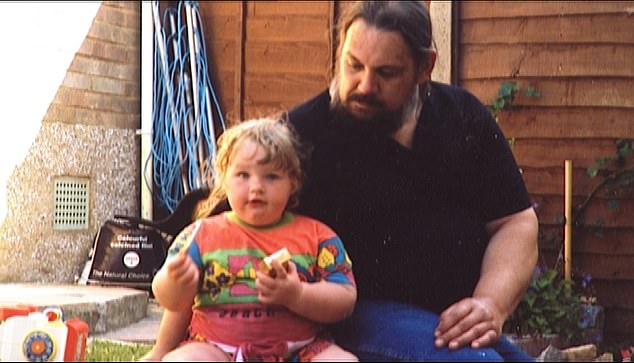 Georgia Davis as a young girl with her father Geoff. She previously described how she started comfort eating to cope with his death