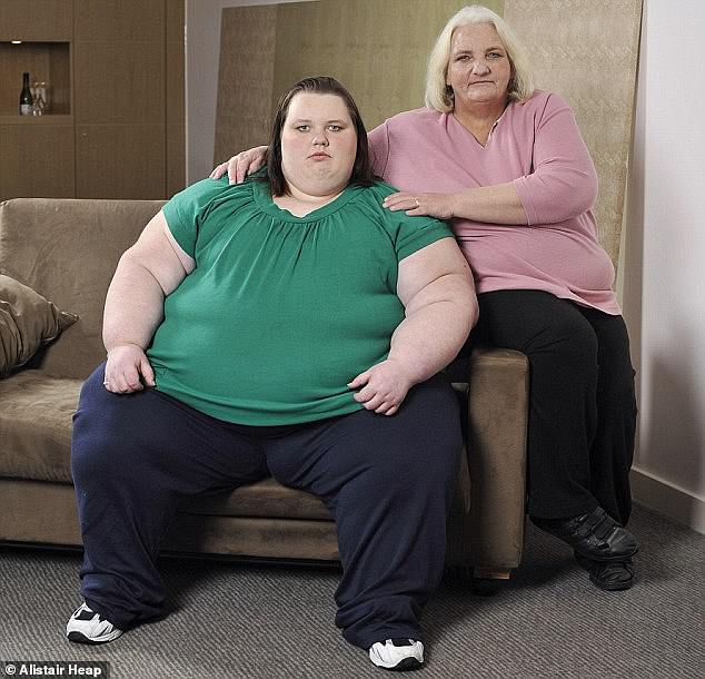 Georgia as a teenager with her mother Lesley, who admitted she felt 'guilty' over her daughter's weight