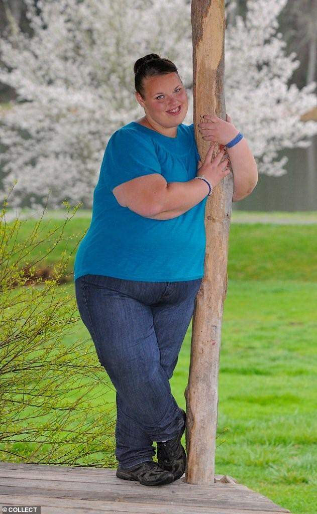 The teenager had lost 15 stone in this picture taken after her visit to a US weight loss camp