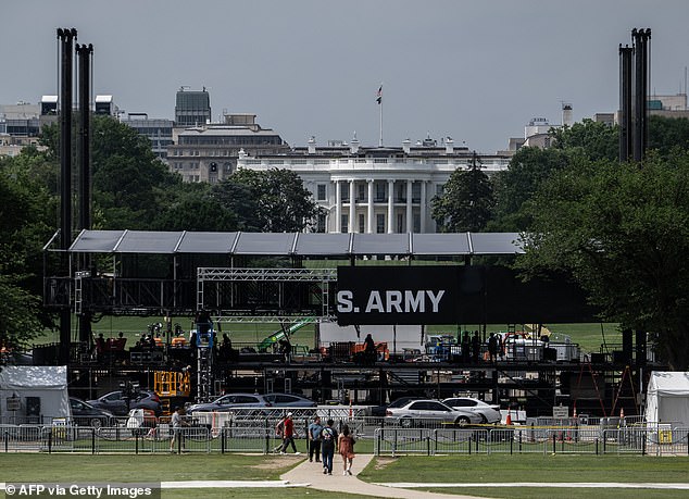 Viewing stands are being set up for Saturday's military parade marking the Army's 250th anniversary - and also President Donald Trump's 79th birthday