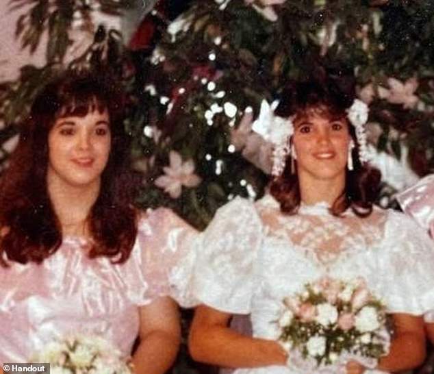 Carmen Gayheart is pictured on her wedding day with her sister Maria David (left). Tonight, Maria will watch her sister's killer take his final breaths from the front-row of an execution chamber