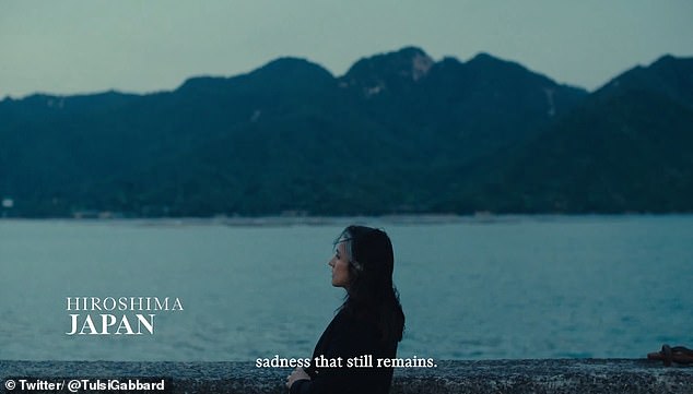 In the video Gabbard can be seen visiting Hiroshima, a city nuked by the U.S. in WWII. She says in the production that the trip has left her with a 'haunting sadness'
