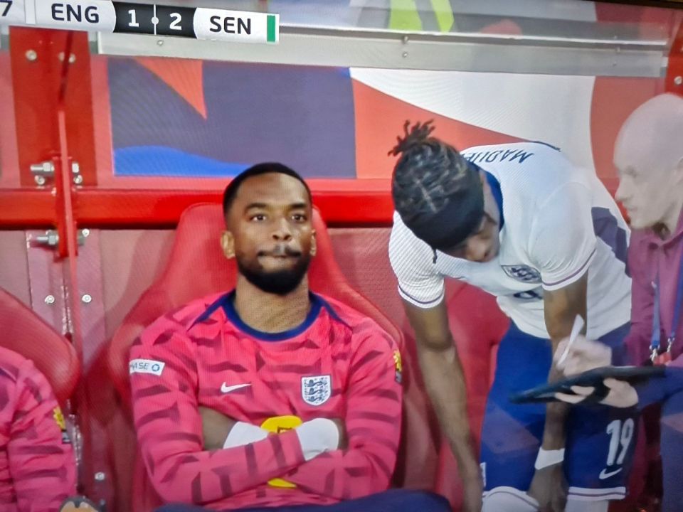Ivan Toney on the bench during a soccer game.