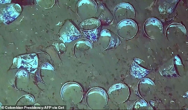 An intact Chinese dinner set and other fine crockery are amongst the ship's treasures