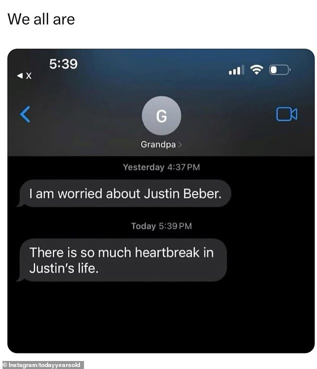 On May 21, a fan uploaded this text message from someone called Grandpa who expressed their concern for the singer