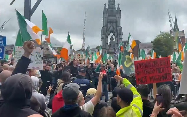 Footage of the march shows a sea of tricolour flags raised above the crowds