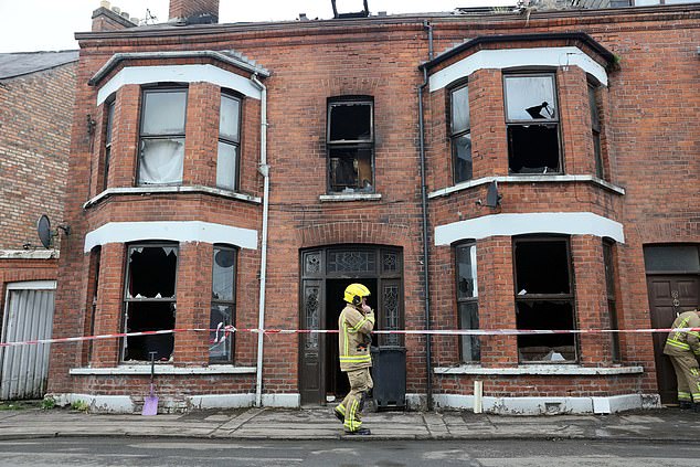 One of four properties that was set alight and attacked in Ballymena last night after the attempted rape of a local girl sparked protests in Northern Ireland