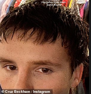 On Monday younger brother Cruz, 20, showed his support for his mum amid the family feud as he debuted a dramatic makeover which channelled the designer's 'Posh crop'