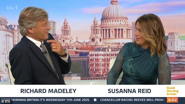 Hi co-host Susanna Reid (pictured) admitted 'I'm concerned we'll lose you' as he spoke with a croaky voice