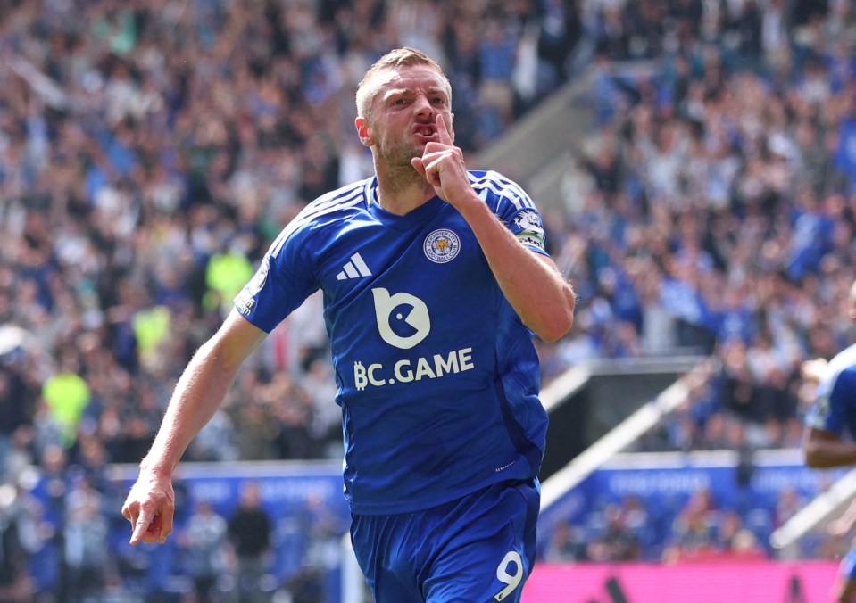 Jamie Vardy celebrating a goal.